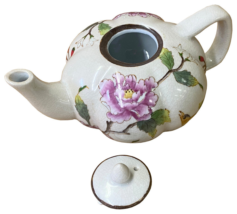Contemporary Beige Almond Flower Painting Teapot Shape Display Hws1832