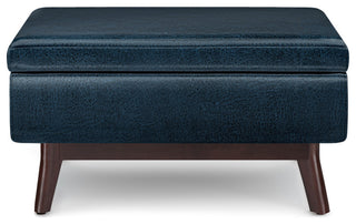 Owen Coffee Table Storage Ottoman, Distressed Dark Blue