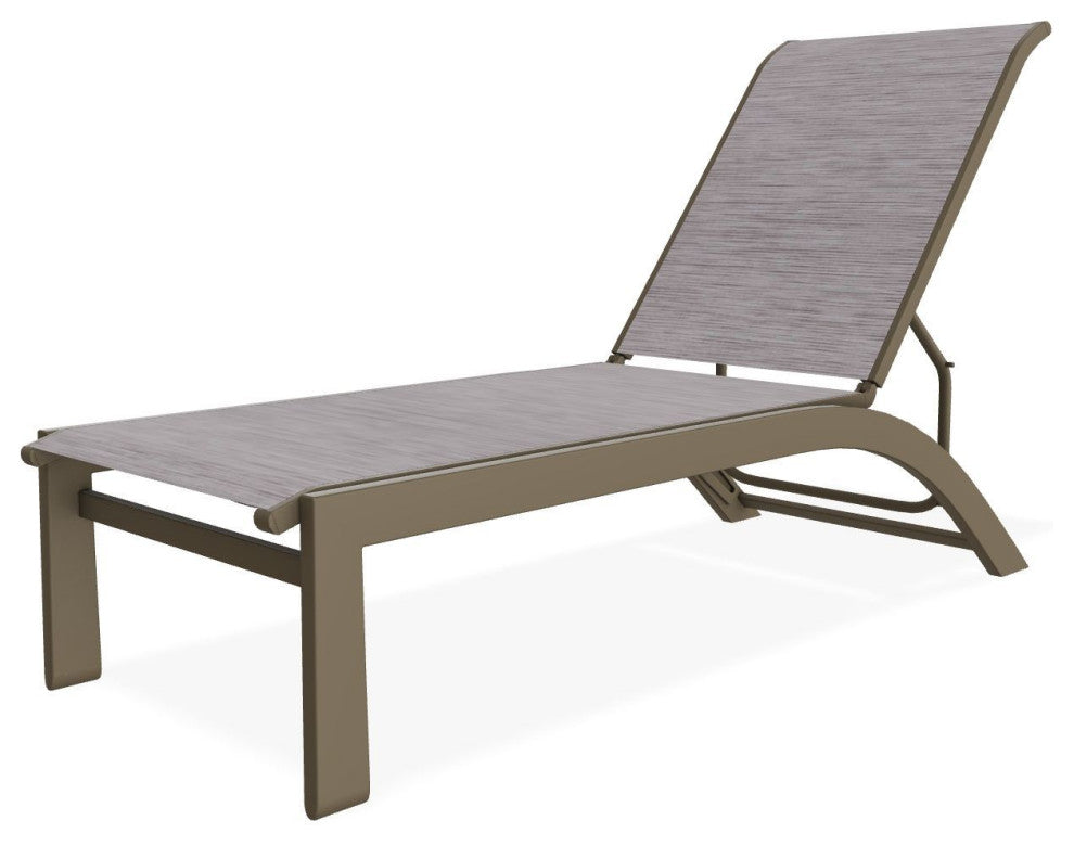 Kendall Sling Stackable Outdoor Chaise Lounge, Fossil/Beachwood