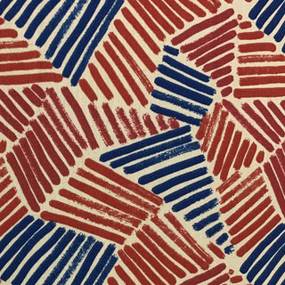 Plutus Red Blue Sketch Abstract Luxury Throw Pillow, 26"x26"