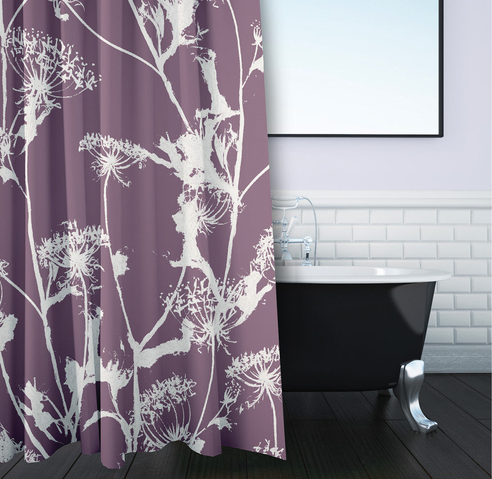 70"Wx73"L Windy Blossom Shower Curtain, Purple