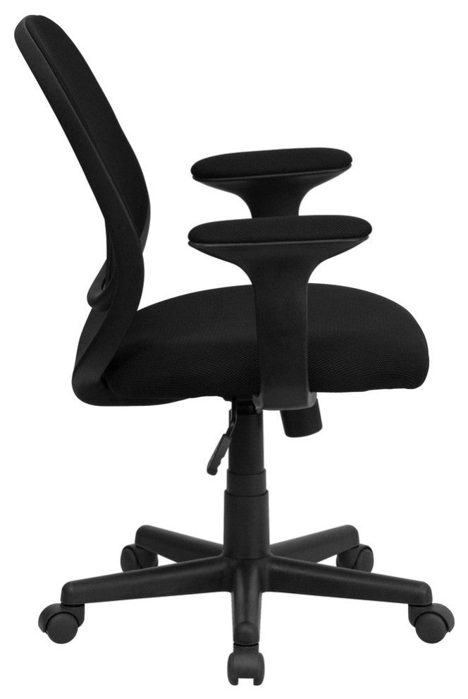 Y-GO ChairMid-Back Black Mesh Swivel Task Chair With Arms
