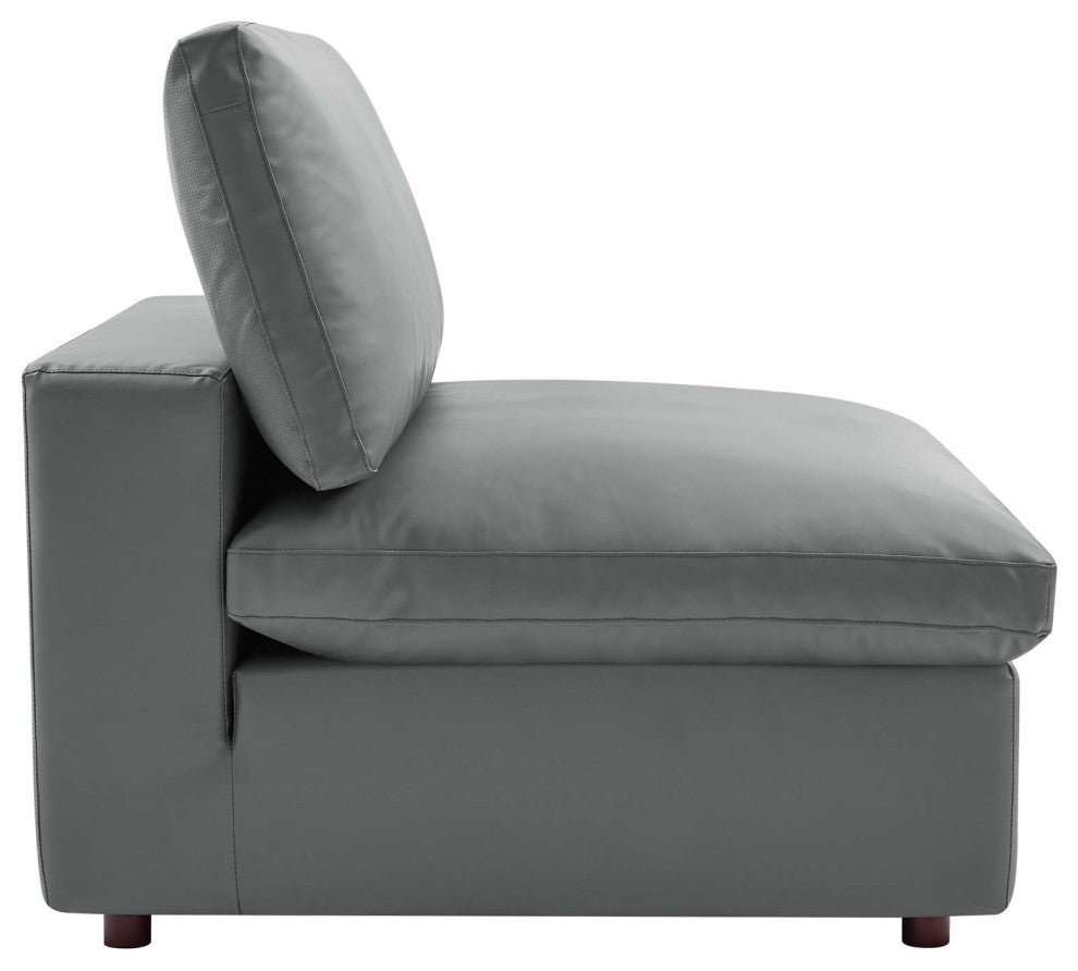 Commix Down Filled Overstuffed Vegan Leather 7-Piece Sectional Sofa - Gray
