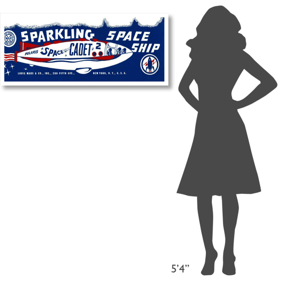 "Space Cadet Sparkling Space Ship" Digital Paper Print by Retrorocket, 42"x18"