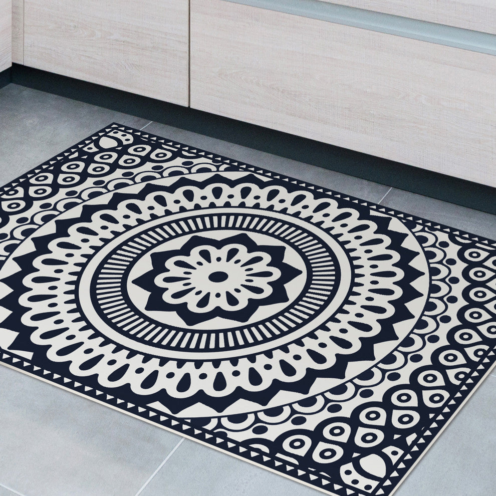 Geometric Mandala Vinyl Floor Mat, 2' x 3'