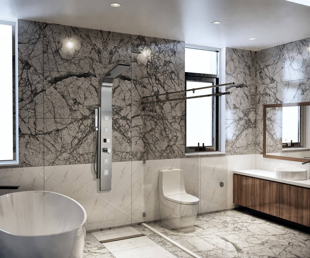 Blue Ocean 59"? Stainless Steel SPS8897 Shower Panel With Rainfall Shower Head