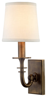 Carroll, 1 Light, Wall Sconce, Distressed Bronze Finish, White Glass