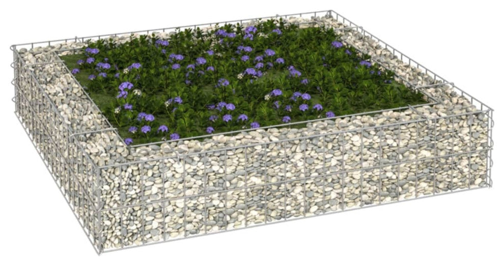 Vidaxl Gabion Raised Bed Galvanized Steel 39.4"x39.4"x7.9"