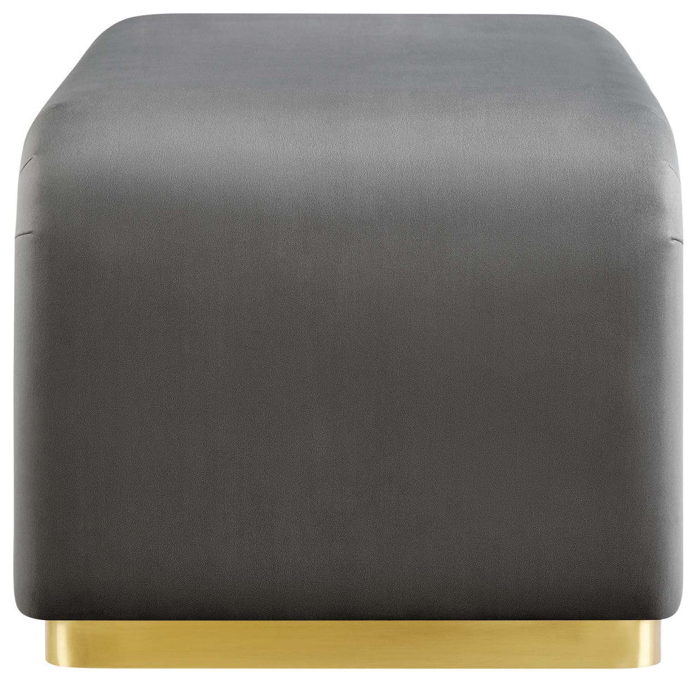 Koda Performance Velvet Waterfall Ottoman - Brass Storm Gray