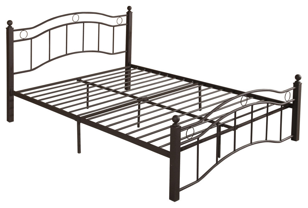 Hallie Contemporary Iron King Bed Frame, Hammered Copper