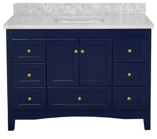 Abbey 48" Bathroom Vanity, Royal Blue, Carrara Marble