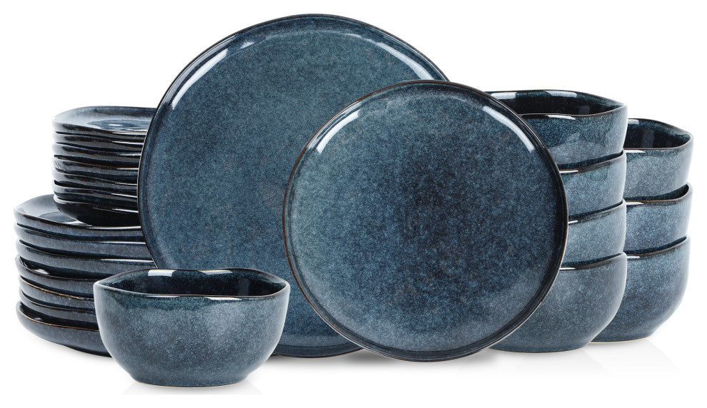 Stone Lain Mirella Stoneware 24-Piece Dinnerware Set, Blue
