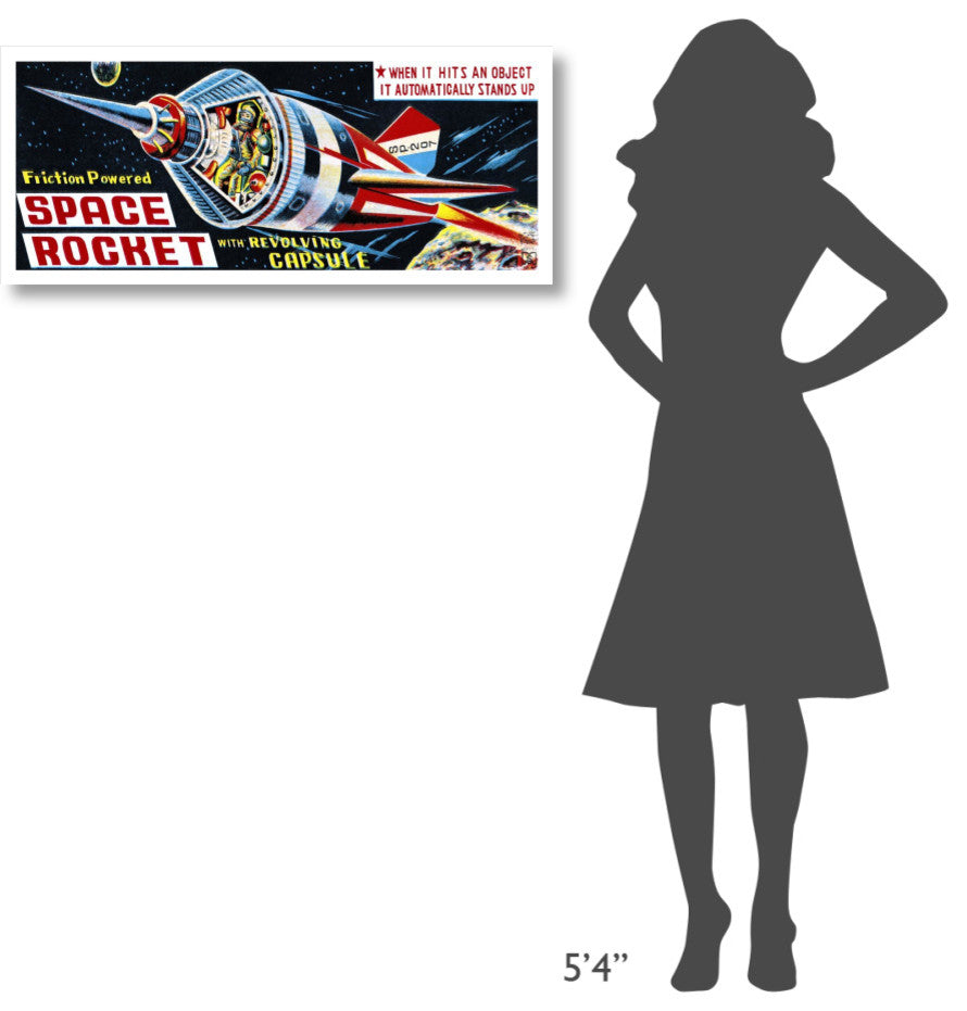 "Space Rocket with Revolving Capsule" Paper Print by Retrorocket, 38"x16"