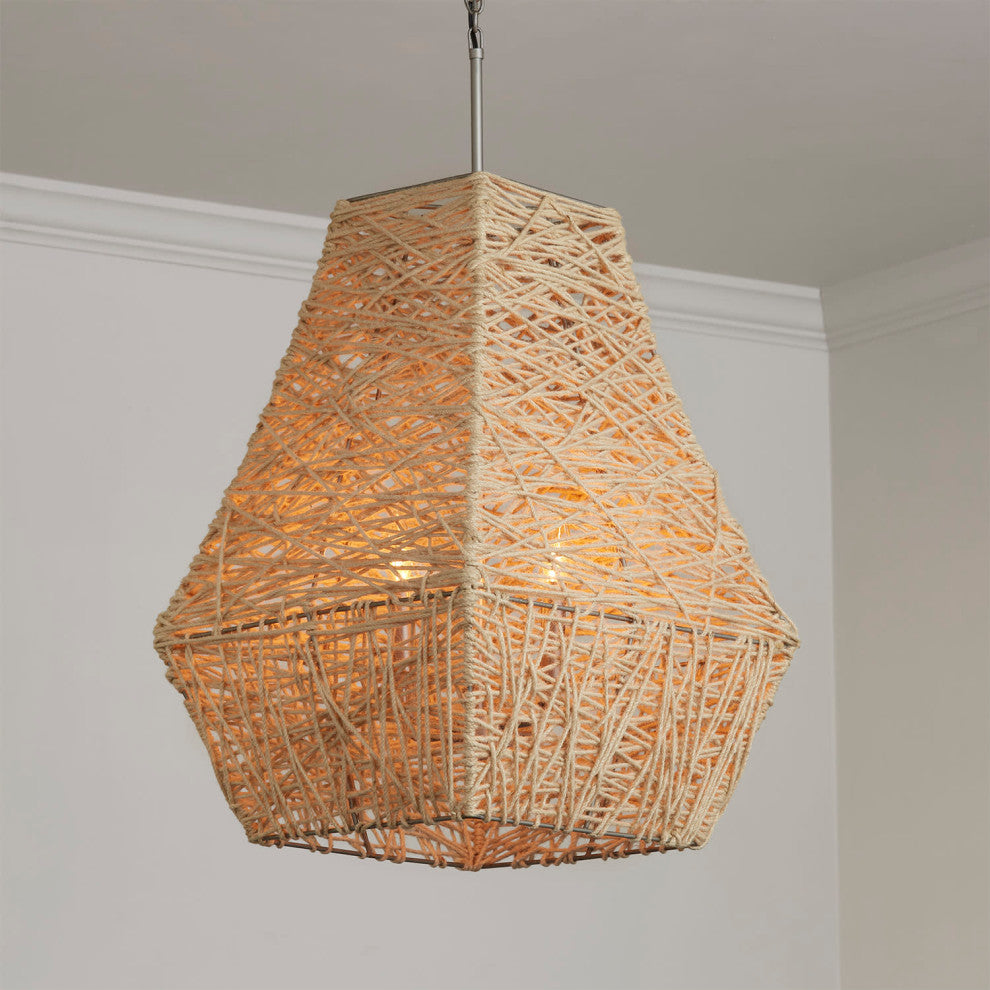 Capital Lighting 335241 4 Light 27" Tall Pendant - Natural Jute / Grey