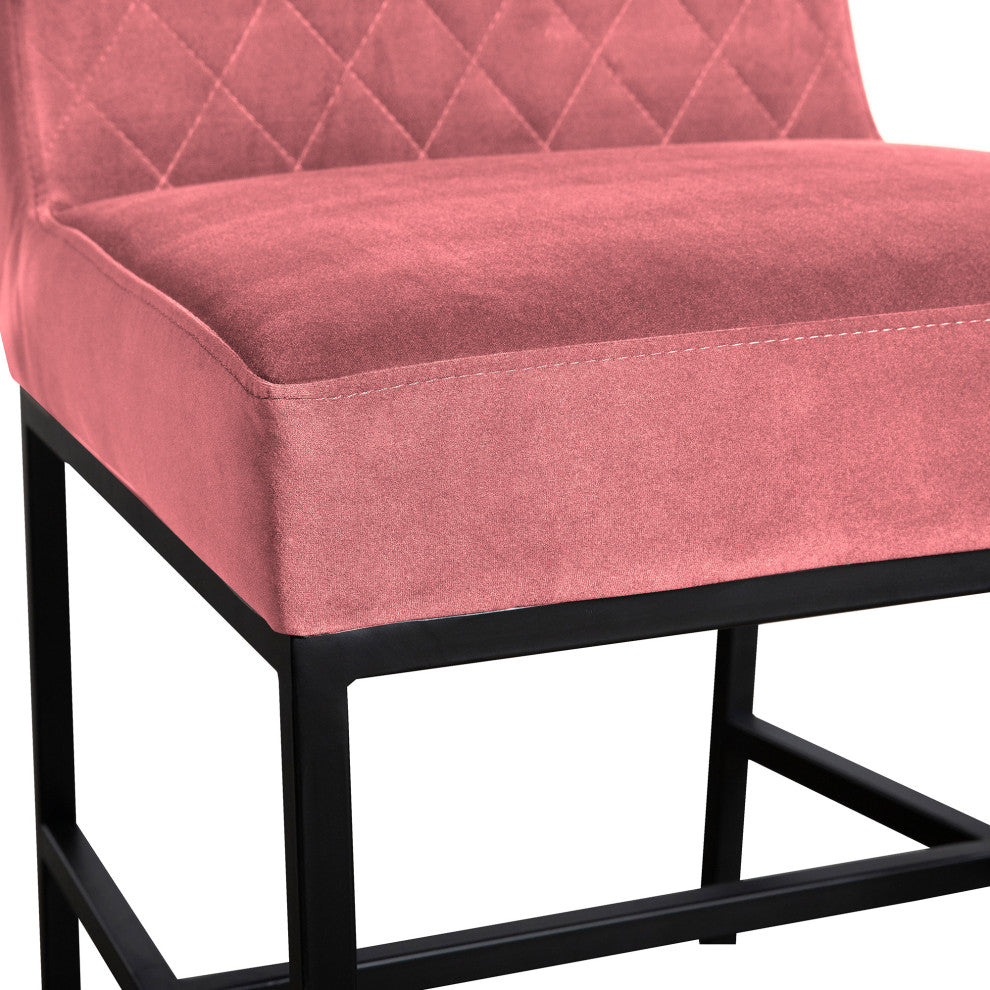 Napoli Pink Velvet and Black Leg Accent Dining Chair- Set of 2