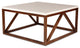 Kaya 2-Toned Wood Square Coffee Table, White and Walnut Brown