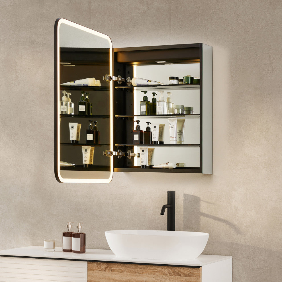 Ostaria Surface-Mount/Reccessed LED Lighted Bathroom Medicine Cabinet, 24"