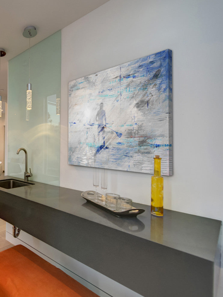 "Sunlight Paddling" Painting Print on Wrapped Canvas, 18"x12"