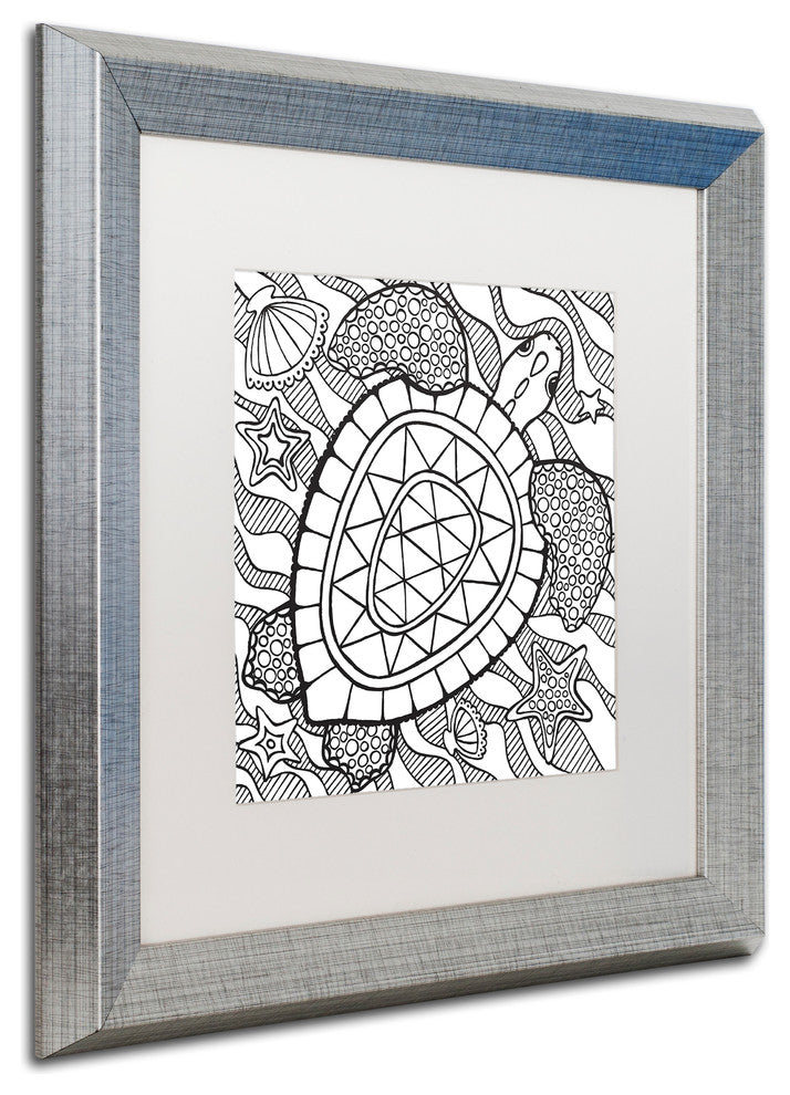 Hello Angel ''Turtle Beach'' Art, Silver Frame, White Mat, 16x16