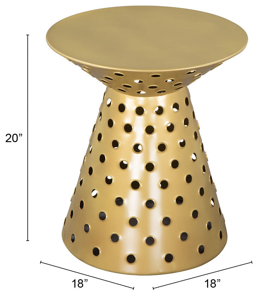 Sofa Side Table, Round, Aluminum, Metal, Gold, Lounge Cafe Lobby Hospitality