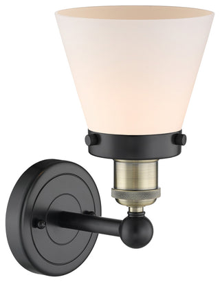 Small Cone 1-Light 7" Sconce, Black Antique Brass Finish, Matte White Shade