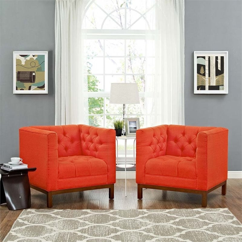 Modern Atomic Red Panache Living Room Set Upholstered Fabric, 2-Piece Set