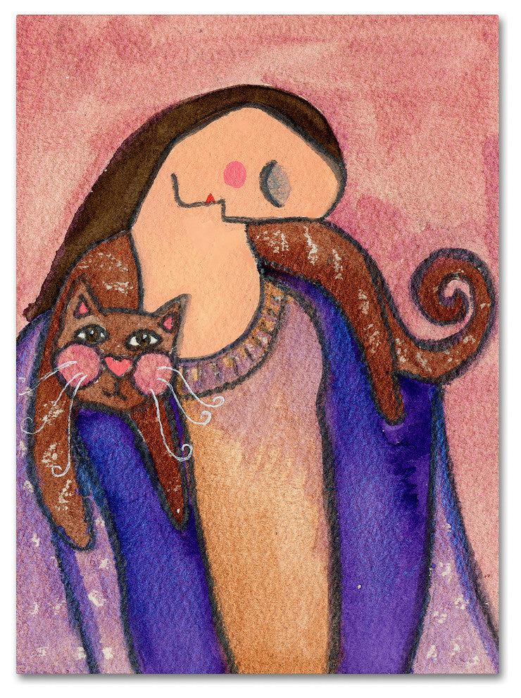 Wyanne 'Big Diva With Cat On Shoulders' Canvas Art, 32"x24"