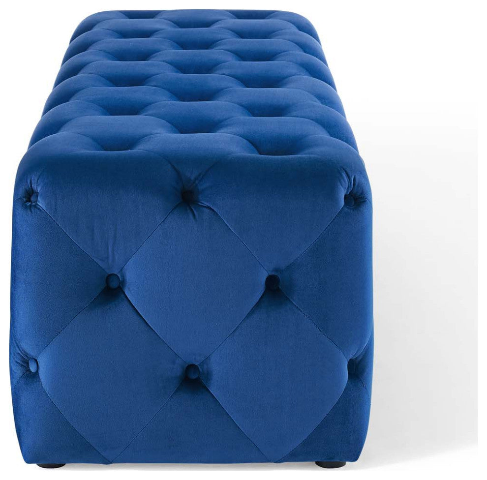Amour 60" Tufted Button Entryway Performance Velvet Bench-Navy