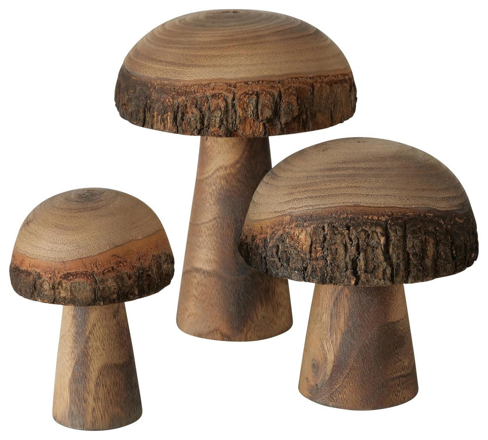 3 Piece Wooden Mushroom Set