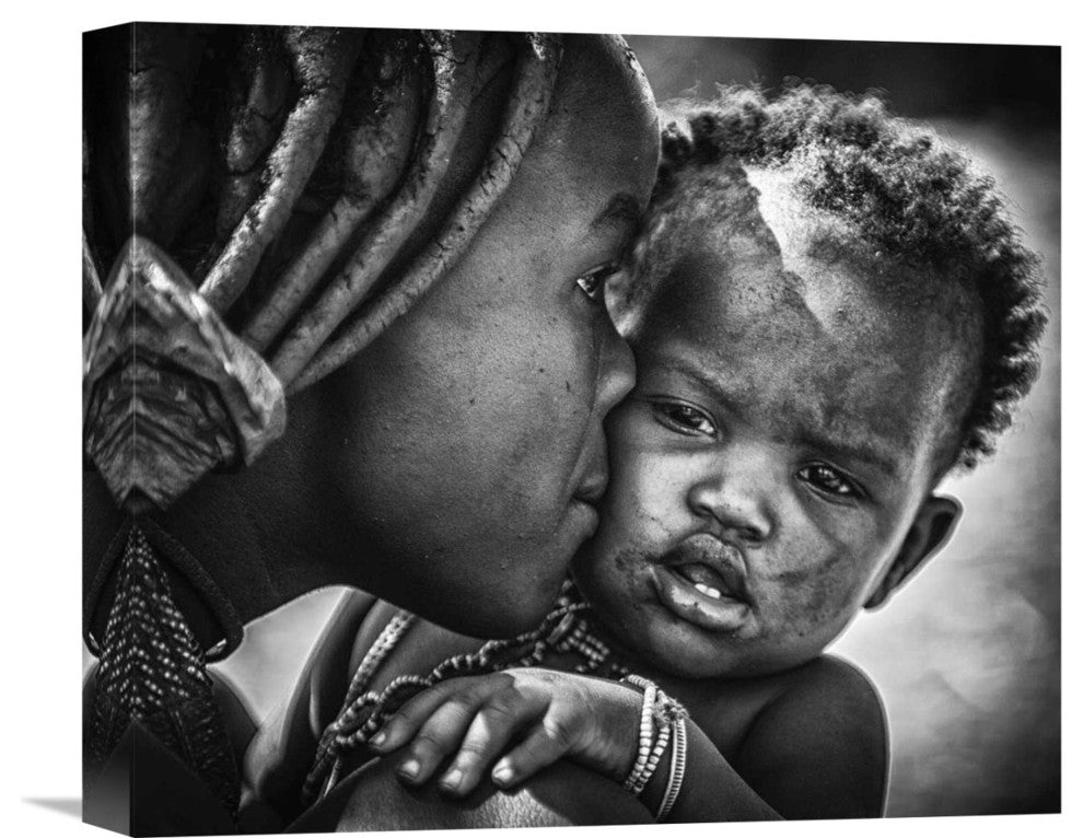 "Kiss From Beautiful Himba Mom" Stretched Canvas Giclee by Pavol Stranak, 16x14"