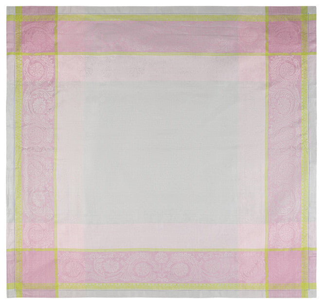 French Home 71" x 100" Cleopatra Tablecloth Chartreuse, Rose and Pale Lavender