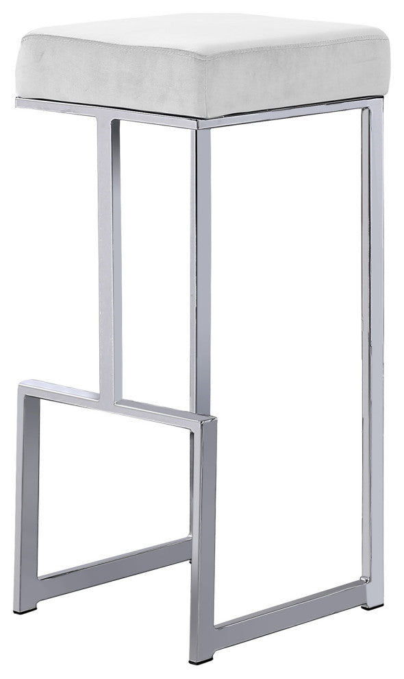Jakob Backless 31" Bar Stool, Stainless Steel, Set of 2, Velvet Cream