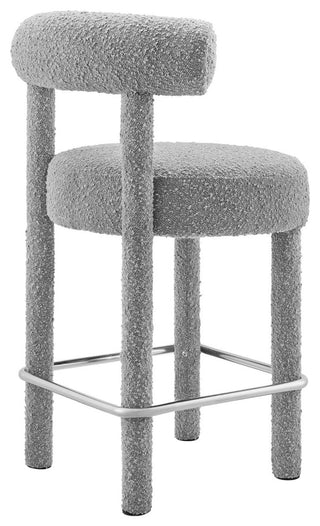 Toulouse Boucle Fabric Counter Stool - Set of 2 - Light Gray Silver