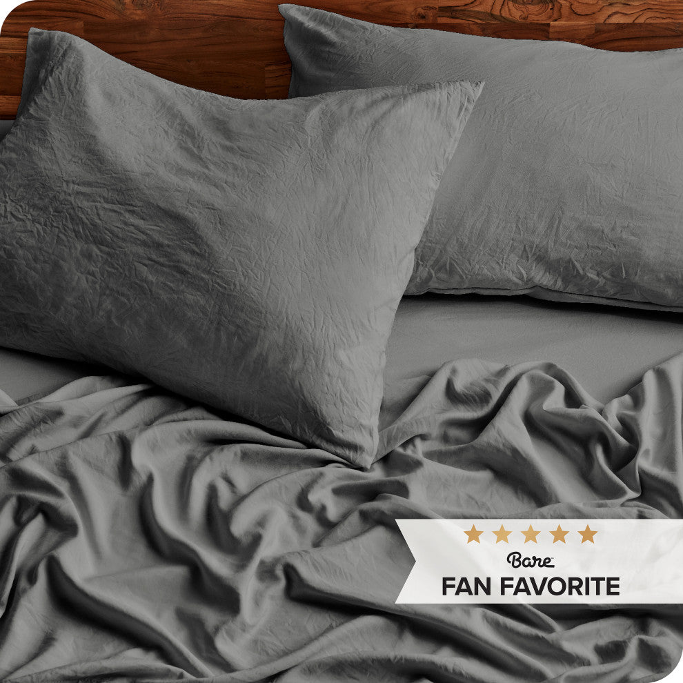 Sandwashed Microfiber Sheet Set, Sandwashed Gray, Twin