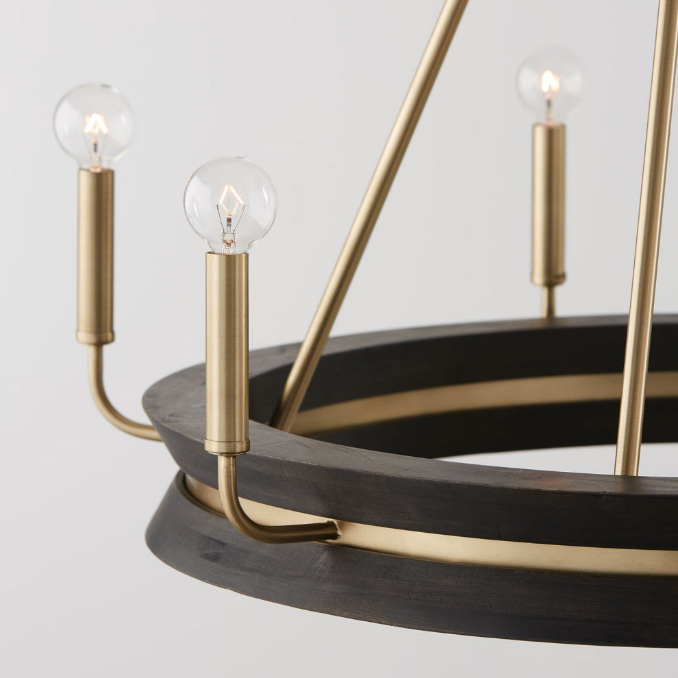 Capital Lighting Finn 6-Light Chandelier 447361KR Black Stain and Matte Brass
