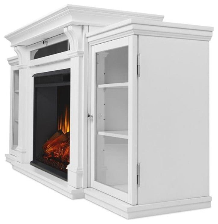 Bowery Hill Traditional Wood Fireplace TV Stand for TVs up to 67" in White