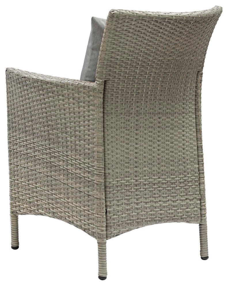 Side Dining Chair Armchair, Set of 4, Rattan, Wicker, Gray, Modern, Outdoor