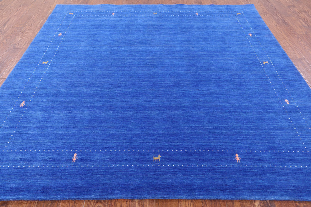 8' Square Handmade Persian Gabbeh Wool Rug Q6991