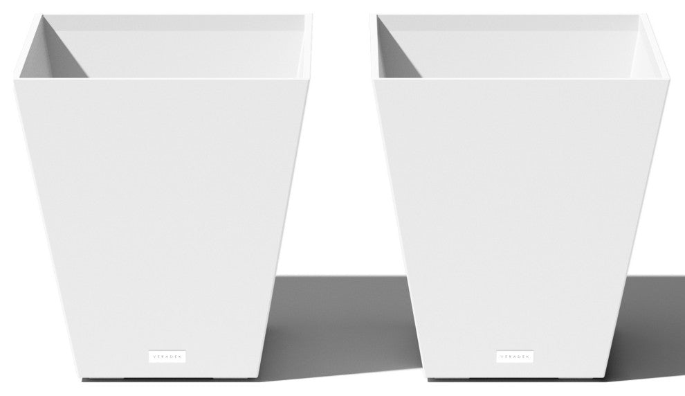 Nobleton Square Planter, White, 18 Inch, 2 Pack