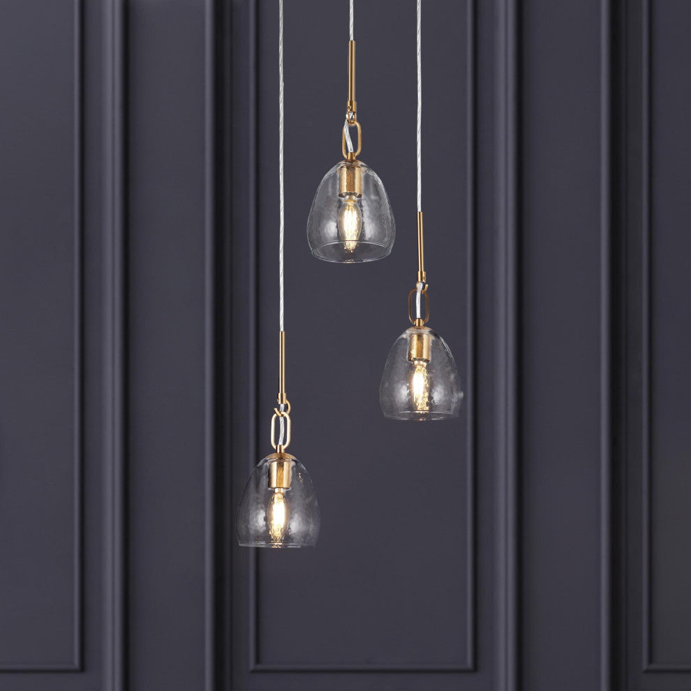 LNC 3-Light Matte Black and Polished Gold Linear Modern/Contemporary Chandelier