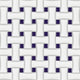 Metro Dog Bone Basketweave White w/Cobalt Dot Porcelain Floor and Wall Tile