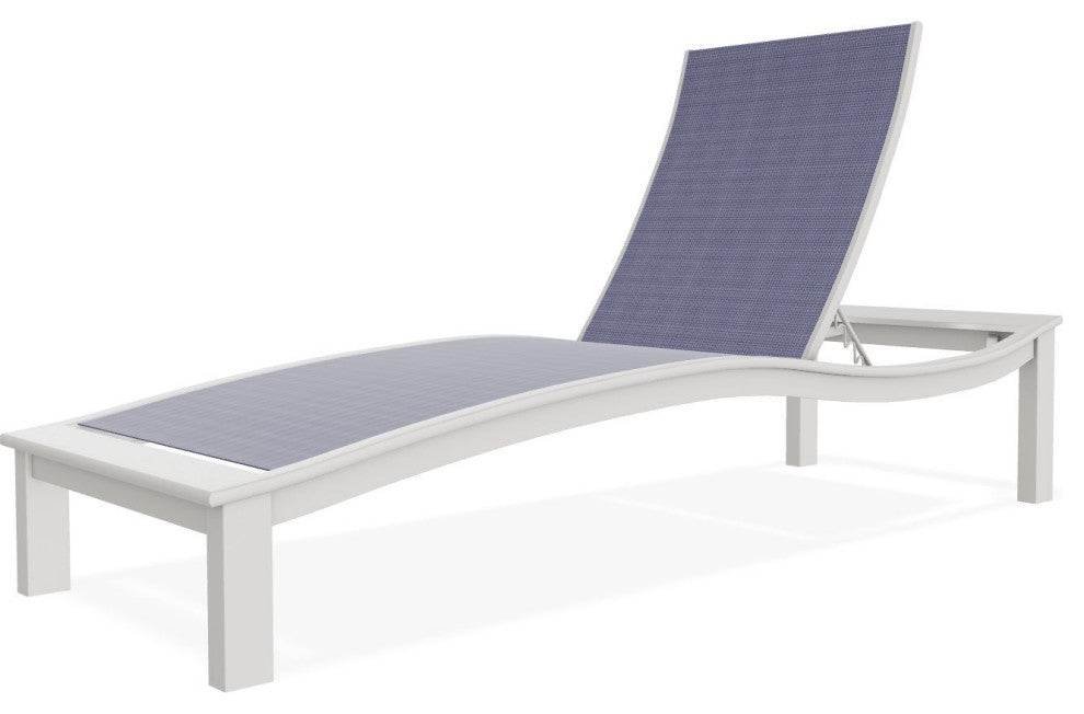 Bazza Sling 4-Position Contour Outdoor Chaise Lounge, Breeze/Snow