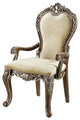 Benzara BM275732 Classic Upholstered Armchair, Scrolled Details, Nailhead, Brown