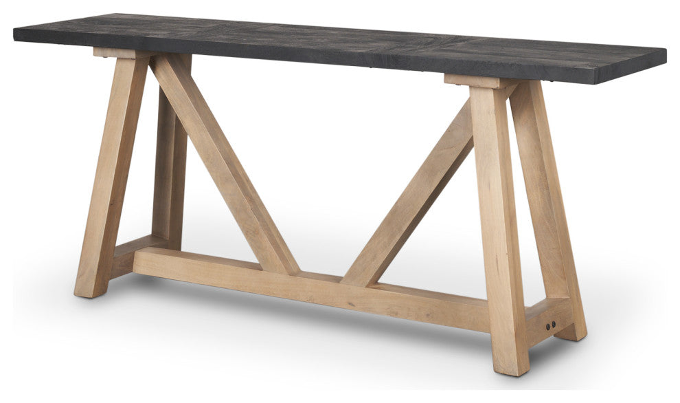 Rialto Two-Toned Black and Brown Wood Angular Leg Console Table