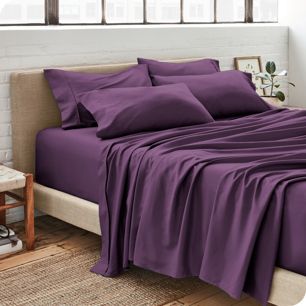 Bare Home 7-Piece Microfiber Sheet Set, Plum, Split King