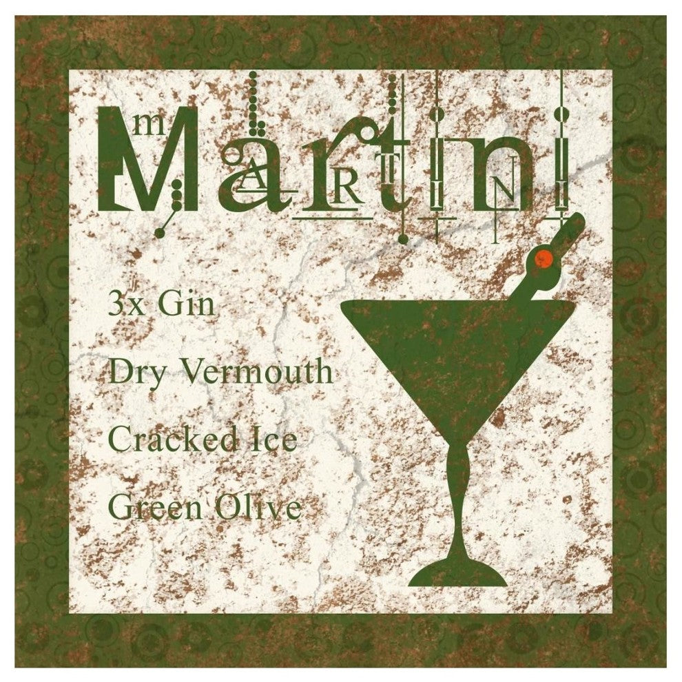 "Cocktail Recipes - Martini" Digital Paper Print by BG.Studio, 20"x20"
