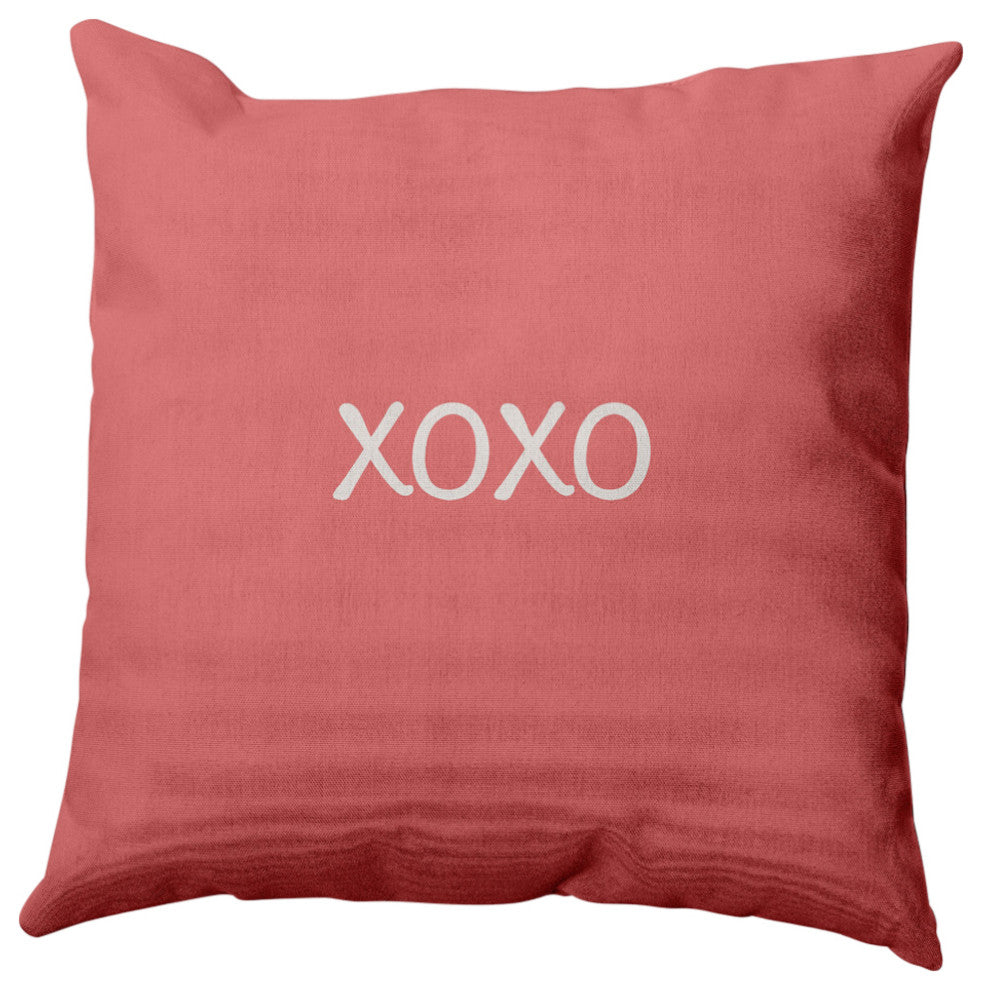 XOXO Valentines Decorative Throw Pillow, Coral, 26"x26"