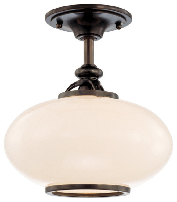 Canton 1-Light Semi Flush, Old Bronze, 12"