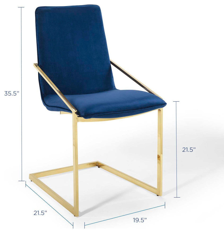 Side Dining Chair, Velvet, Metal, Gold Blue Navy, Modern, Cafe Bistro Restaurant