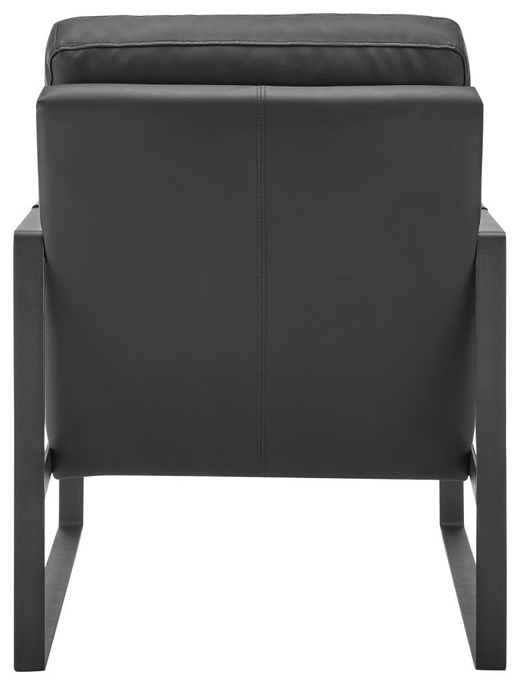 Bettina Lounge Chair, Black Leatherette With Matte Black Frame